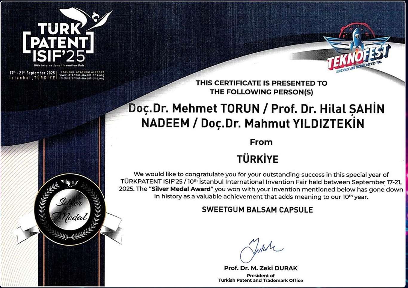 MSKÜ'lü akademisyene patent ödülü: Sığla yağı kapsülüne gümüş madalya haberi